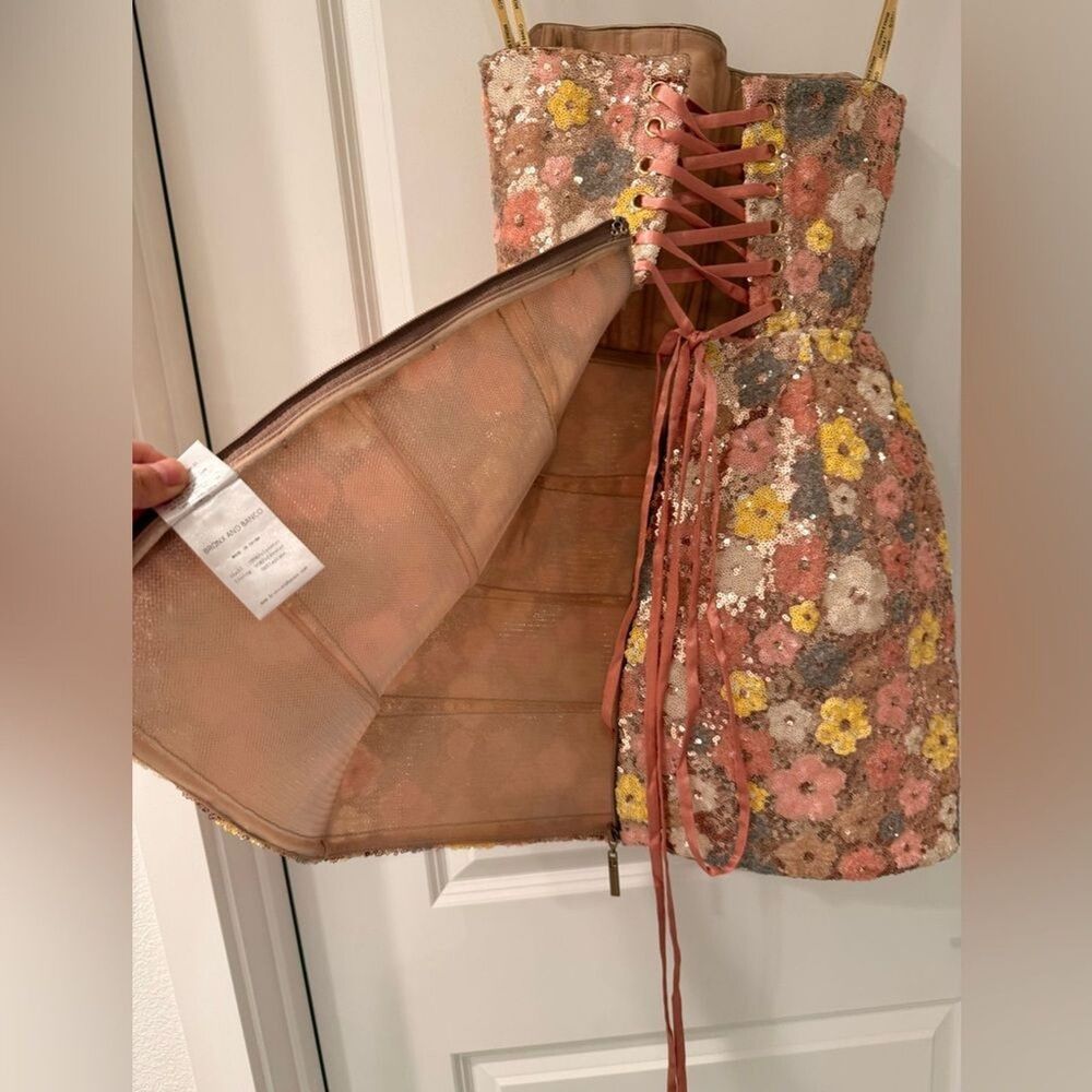NWOT BRONX AND BANCO Maraya Strapless Floral Sequin Fit & Flare Mini Dress, M - Picture 16 of 16
